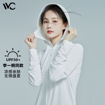VVC防晒衣服女士夏季冰丝防紫外线短外套披肩外套简约白	